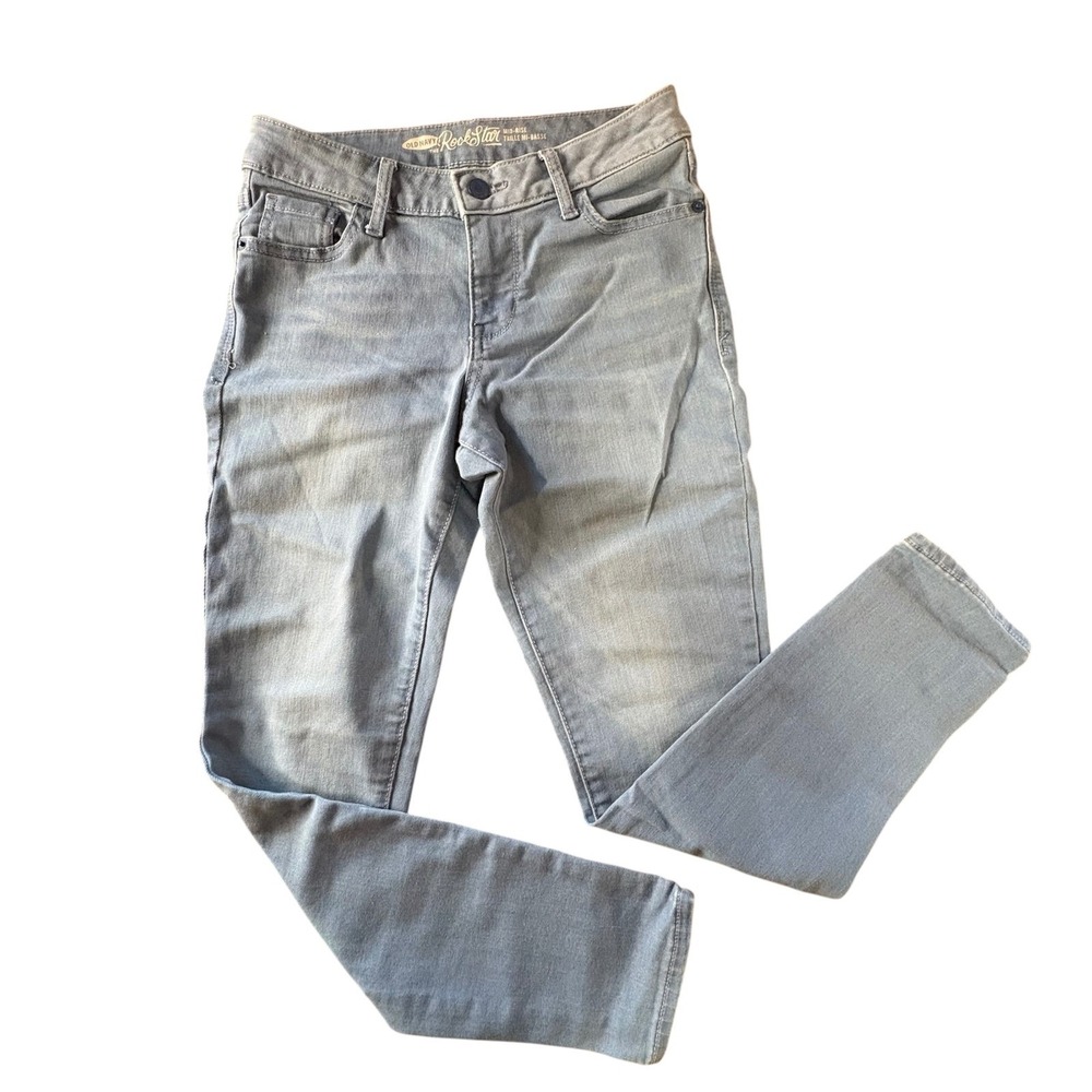 Old Navy RockStar Mid-Rise Skinny Jeans 2 Light Wash Blue Denim Womens 2 Regular